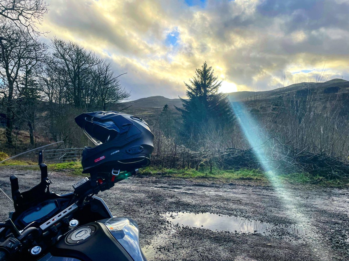 In a fortunate turn in events, I actually managed to get out on the #motorcycle. 
#NorthAyrshire might not be very big, but managed to attach a load of #backroads together for a #covid_19 restriction friendly loop. 
Turns out the #yamahatracer isn’t too bad off the #tarmac.