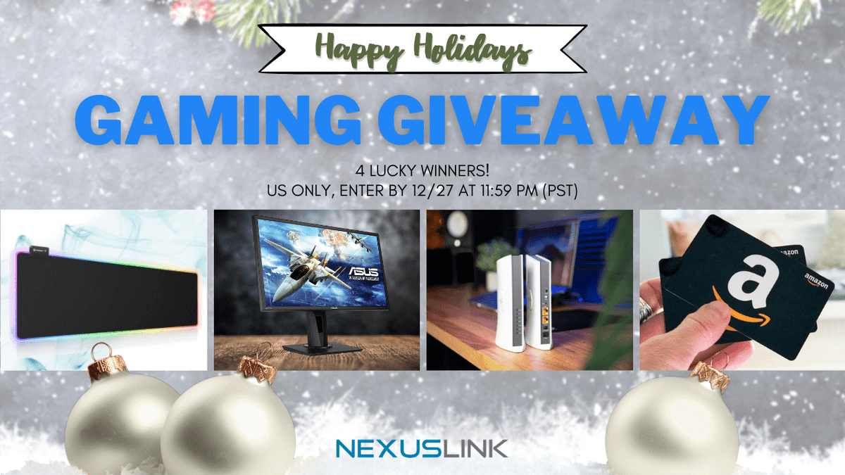 NicolesChoice1's tweet photo. 4 #Winners!
#Giveaway - Ends 12/27
#Win FREE NexusLink Wireless Gaming Bridge; ASUS Monitor; UTechSmart Mousepad; $50 Amazon Gift Card from NexusLink's Holiday #Sweepstakes!
Enter HERE >> https://t.co/DishQ6vt9X
#free #NexusLink #Gaming #Monitor
#Mousepad #AmazonGiftCard https://t.co/RCa6pThPti