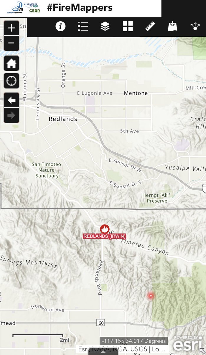 pjdohertygis's tweet photo. Wildfire - #REDLANDSFire reported this AM southeast of Redlands, San Tim Canyon area (probably not at that exact location)
Map Link: https://t.co/bLDh6xdx75
#FireMappers https://t.co/h5ZMgnyc9J