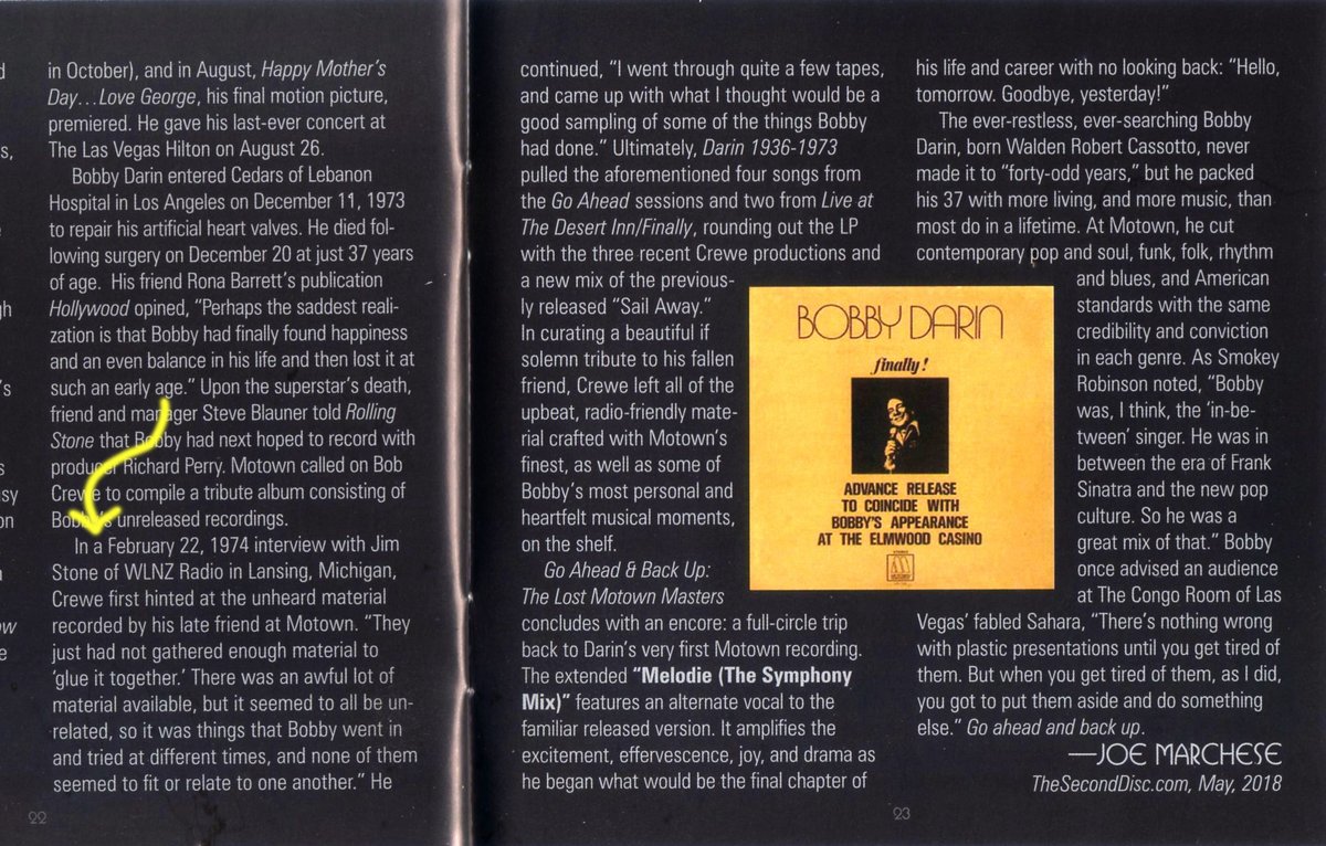 Today at noon, it's the return of Big Band Swing!! Join Jim Stone for a salute to the legendary Bobby Darin. Listen online at lcc.edu/radio/onair/ or on 89.7FM! Oh, a take a look at the CD liner notes below where Jim gets a tip of the hat from Joe Marchese!!