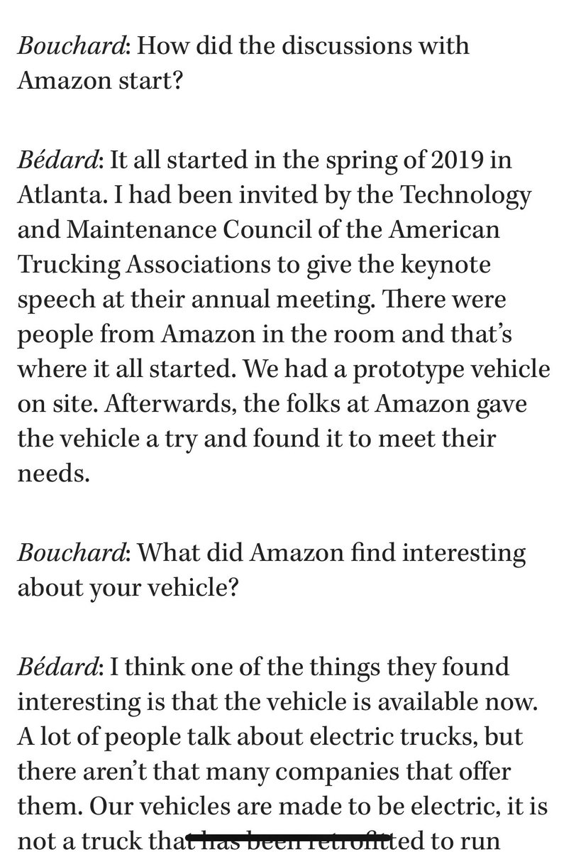 And that’s where Lion Electric CEO Marc Bedard met Amazon reps for the first time.  $NGA https://www.trucknews.com/sustainability/lion-electric-not-afraid-to-step-into-spotlight-with-amazon-order/1003145544/