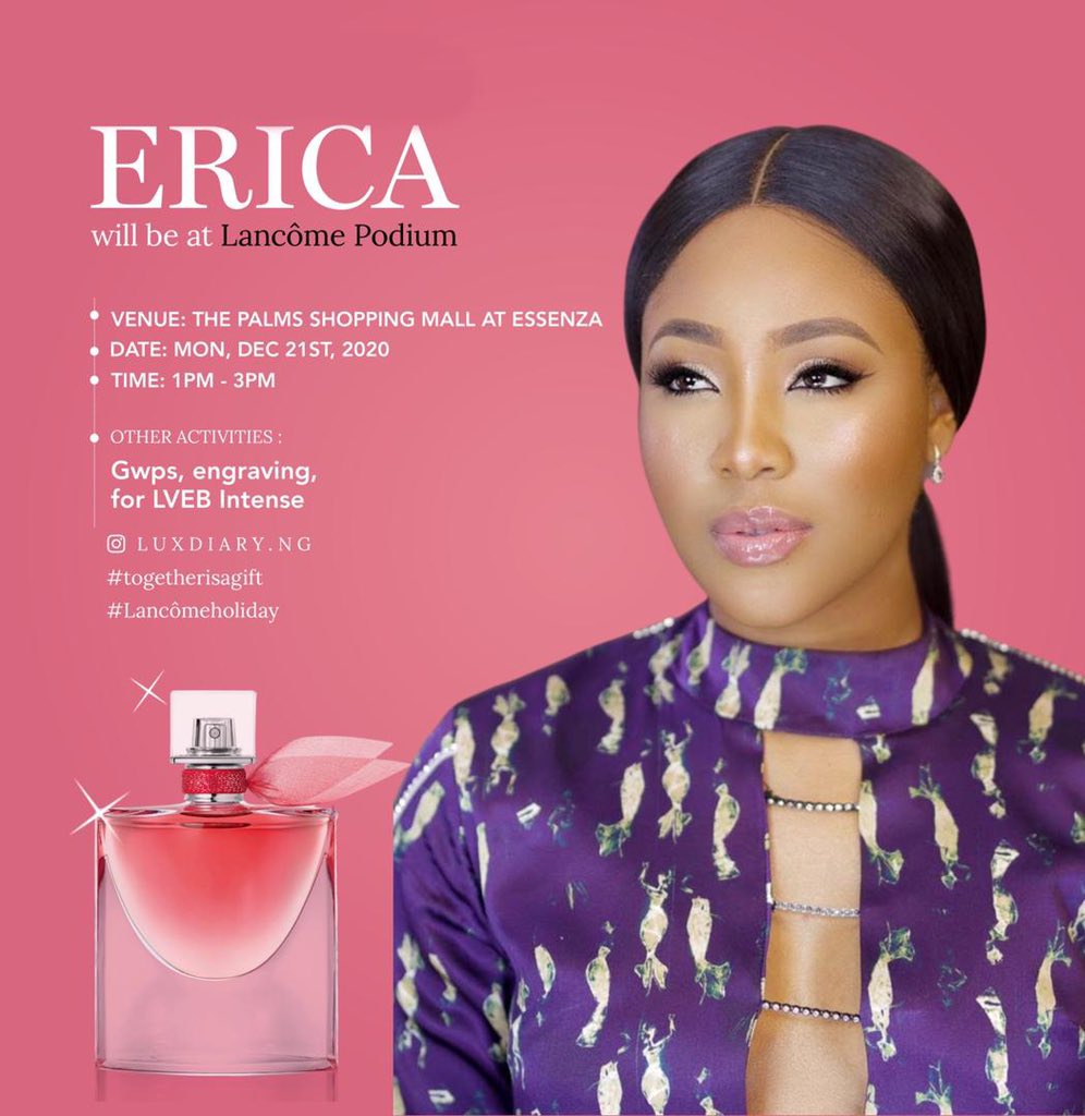 EricaNlewedim's tweet photo. See you guys tomorrow https://t.co/wj61q0Y6S1 #LancomeNigeria #LaVieEstBelleIntensement #Lancome #TogetherisaGift #LancomeHoliday #LuxDiaryNg https://t.co/vD2afTLRmK