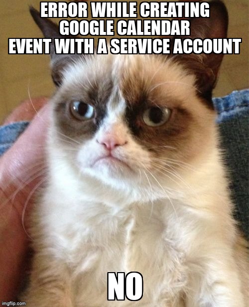 overflow_meme's tweet image. Error while creating google calendar event with a service account stackoverflow.com/questions/6536… #java #googleclient #googleapi #googlecalendarapi