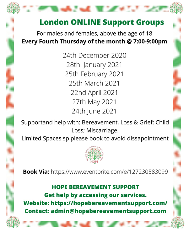 BereavementHope's tweet photo. HOPE Bereavement Support CIC – London online support groups. Book NOW via: https://t.co/TwiPrxr5Dm https://t.co/sGpeZDpV9Q
