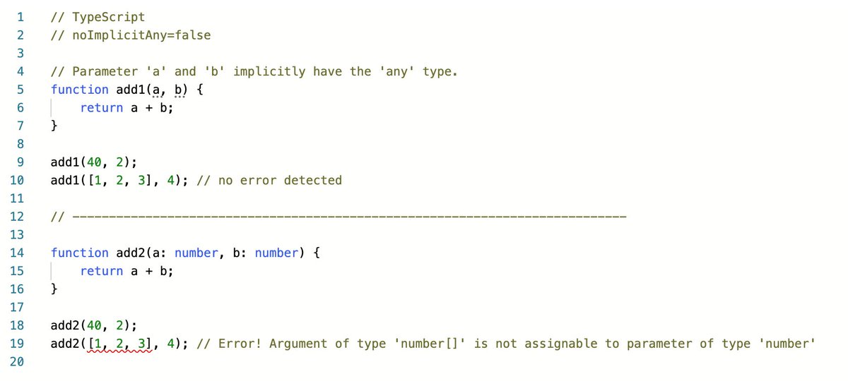 (not) Inferable - There are times where TypeScript still requires explicit type annotation, when other languages like  @flowtype will still perform inference. https://www.typescriptlang.org/play?noImplicitAny=false#code/PTAEDsHsEkFsAcA2BLAxsgLgQXATwLwBmAhogM4CmAsAFC0igAKxATsbBRhS6AOTG9QxcABM+AI0HIEKdBkS5QAC2IA3CqAxKN-PIIy54FAHS1CAV3CoMySOCEiRARgAUxADShxASlABvWlAg0BZOcxZ7YlAAai8AbloAX1paYkdXABYABk8AJm8EmjTnFwBtJzzPAGYAXU8MgtAGKFBuFkgeEU4KawoRFJoGAFoR0bHxicmp6ZnZmYGLKxs7BxFctwAuCHNYcW5PcS3wHb2WXwCaYJCwiKEY+KSB4vXsvILUx3XyytBa+saGABRFjtFgAQlAWBYAHMdhRwBhQJBCJpDDpjrtuKUalIyBBIIjiGQyMhoeBiOJEBoMJBQPBWOxujxkaijHwMadeLQgA https://flow.org/try/#0FAMwrgdgxgLglgewgAgIYBN0EYAUqA0yARgJTIDewy1yATgKYxi0qrIDUxA3MgPS9oANoOQwAngAd6AZ2RwIIerQbpCEBMiW0EtacAC+wYBmw4ALAAZCAJhJcj-ZAFoXrt+4+ev3n759HwaHgkNExrPEJSCioaBiYWNA5uPgFUYVFJGTkFLXpVZHRGelhZLR1iVGk85BCwaVQAc3piekEEAHcDIxNwgG0sG0IAZgBdQjM7IyA