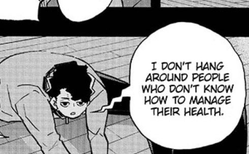 sakusa tells hinata when he joins msby that he doesn’t associate with ppl who don’t take care of themselves. it’s another way of saying “i don’t associate with ppl who don’t remember their mortality.” ergo, memento mori.