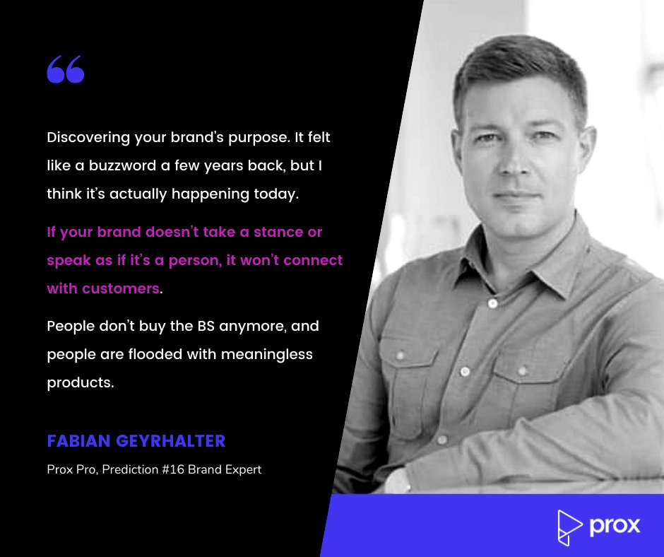 prox_app's tweet photo. >>Predictions for 2021 from 21 Prox Experts<<
Prox Prediction No. 16 comes from Fabian Geyrhalter CEO of @FINIENInsights top #brand expert & #ProxPro about the rise & importance of brand purpose >> https://t.co/XnBq1ZIXuD https://t.co/4J0k1KQ7BA