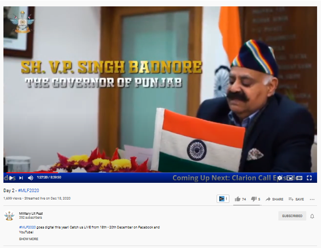 Ojaswwee's tweet photo. Watch the #MilitaryLiteratureFestival2020 Promo Film on The @MilitaryLitFest Channel https://t.co/qWDLN8nCjh
Promo Film by @pinakamediawork for @MilitaryLitFest
@vpsbadnore @capt_amarinder @MSBADAL
@PunjabGovtIndia @pinakamediawork
@Ojaswwee #MLF2020 #PromoFilm https://t.co/Yzqh38cpHK