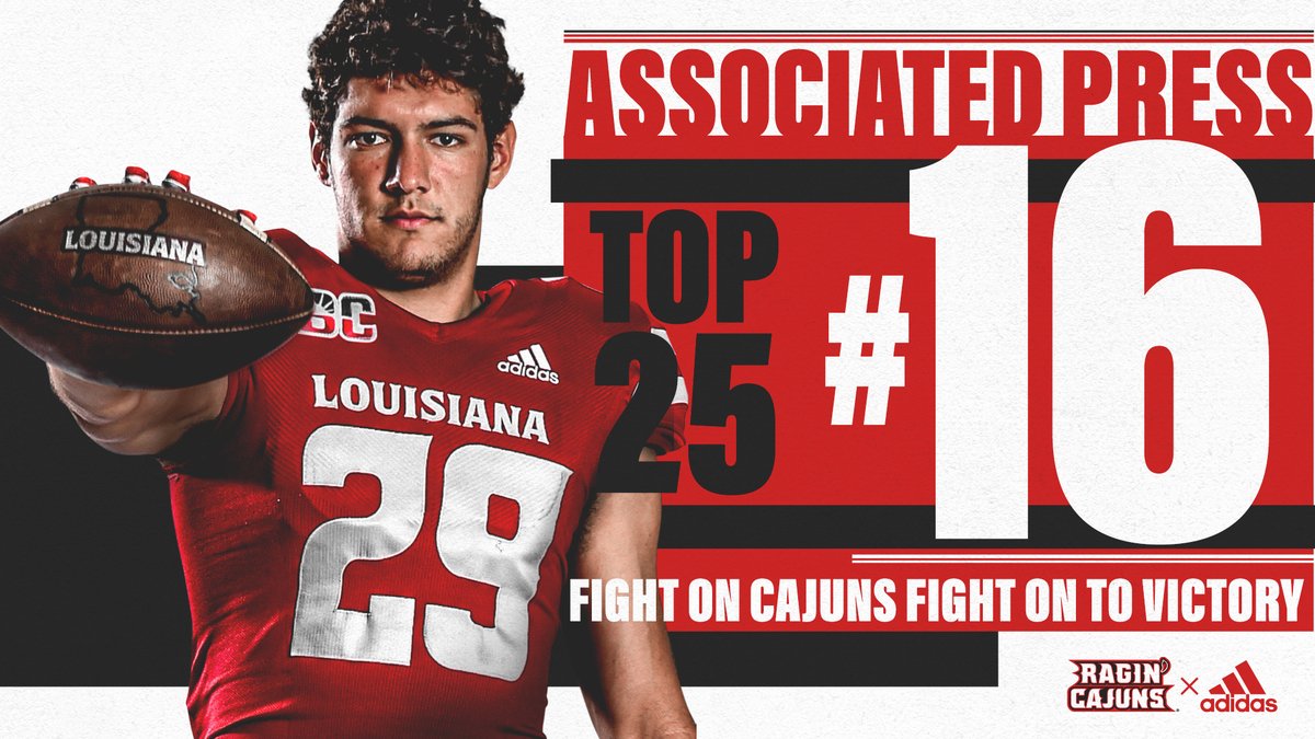 RaginCajunsFB's tweet photo. 🤟 The #cULture checks in at No. 16 in the final regular season @AP_Top25 - the highest modern era ranking in school history! https://t.co/DDhzyWZ3dV
