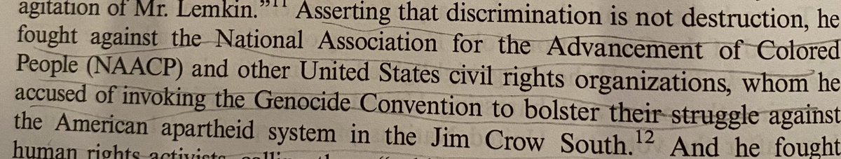 Raphael Lemkin merged the Greek word genos (race,tribe) and the Latin cide (killing) but not with universal intent. Asserting discrimination is not destruction, he accused the NAACP of opportunism-bolstering their fight against the Jim Crow south by invoking the Geneva convention