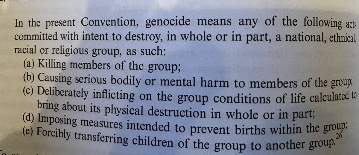 Part 2e of the Geneva convention focuses on the forcible transfer of children as a tool to destroy a group