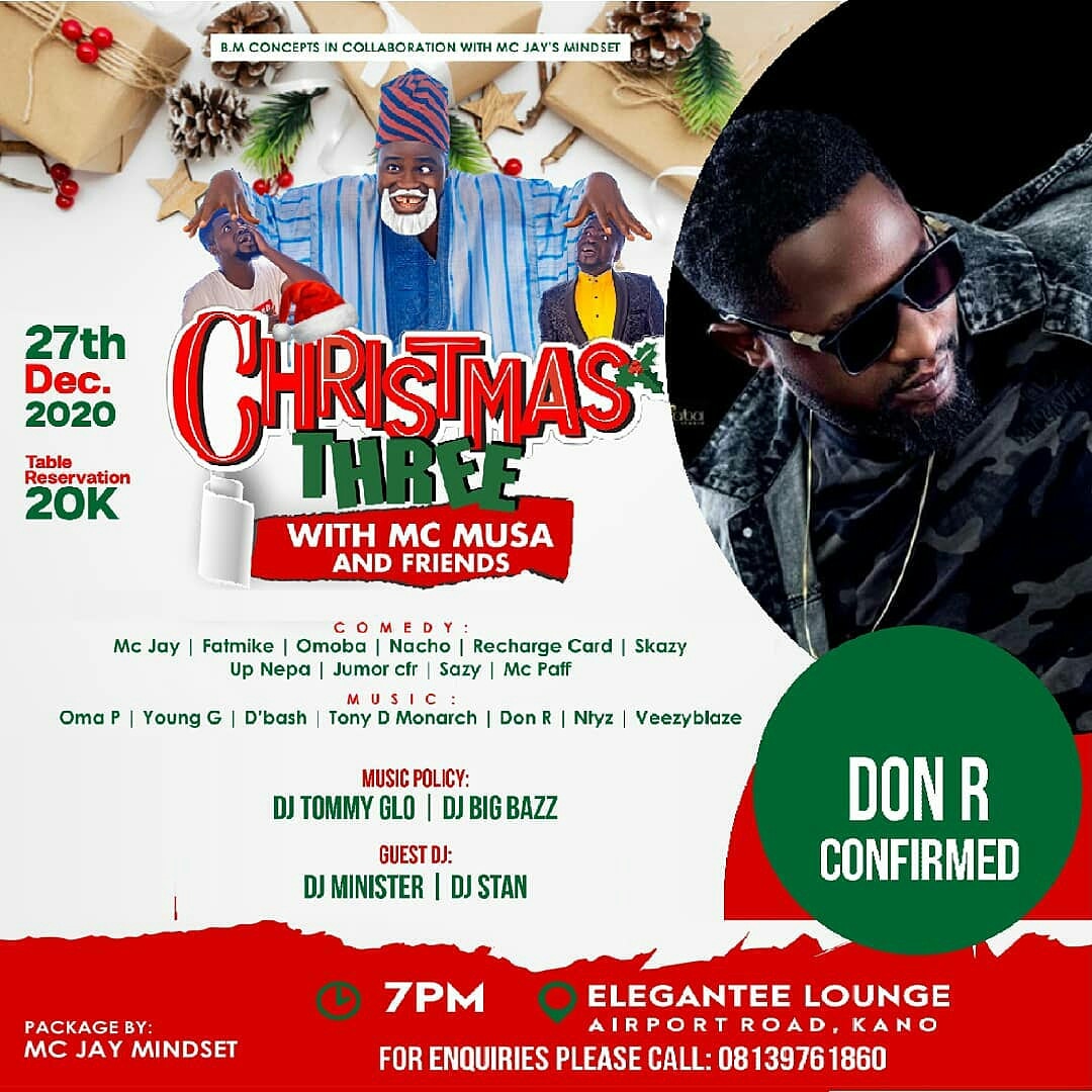 ArewaFinext's tweet photo. If you are in KANO next weekend, just save the date 27th December and it's next week Sunday. Just tell somebody to also tell somebody that I, Don R aka Arewa Finext will be performing live on stage... And to all my fans let's turn up and party together💃🕺... Let's GooOoo. https://t.co/3BmbAWQgtF