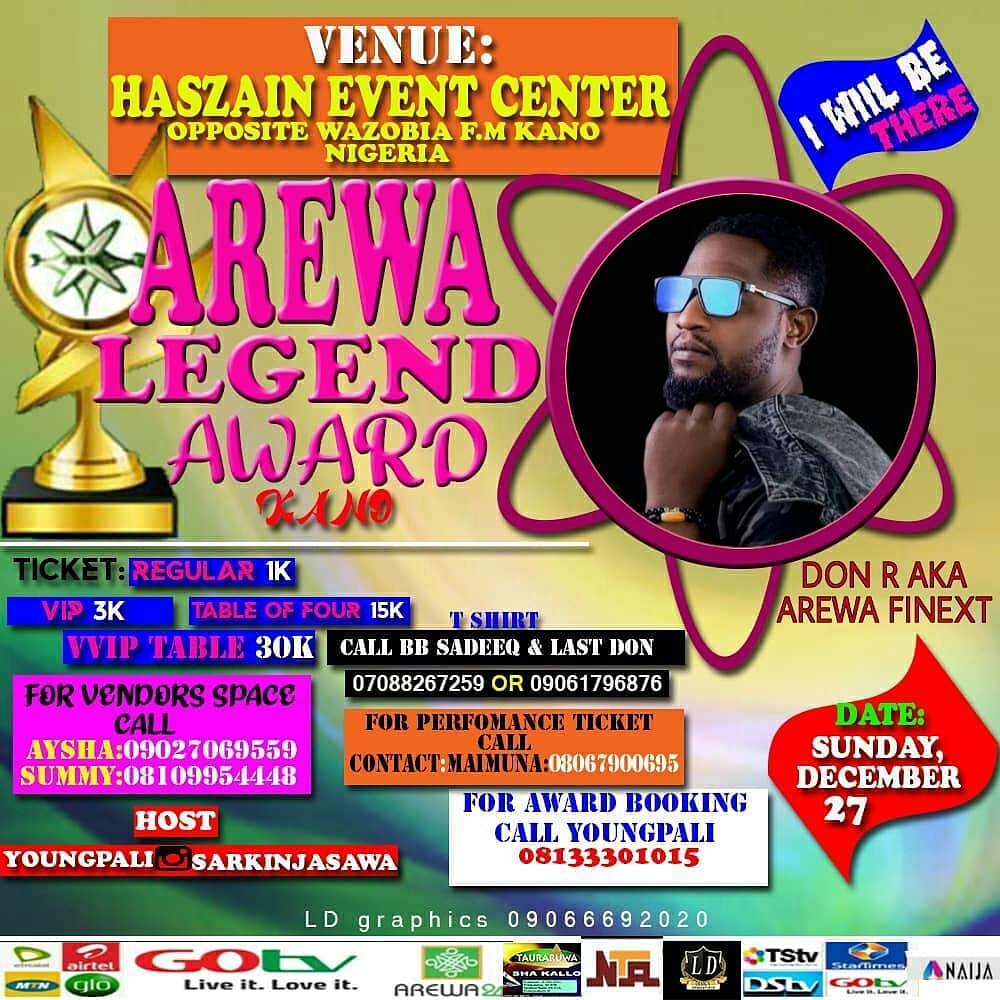 If you are in KANO next weekend, just save the date 27th December and it's next week Sunday. Just tell somebody to also tell somebody that I, Don R aka Arewa Finext will be performing live on stage... And to all my fans let's turn up and party together💃🕺... Let's GooOoo.