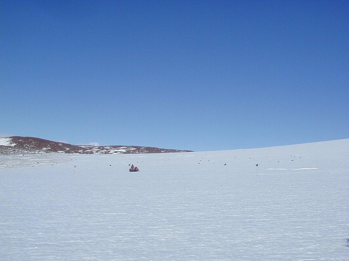 12-20-2000  #ANSMET2000 team found 47 meteorites on this day! Lots of flags marking locations.