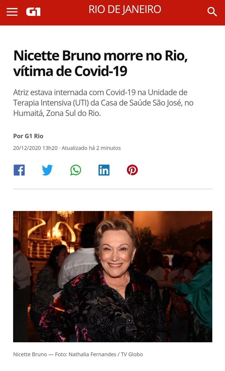 oibbruno's tweet photo. Nicette é mais uma vítima do Covid-19 https://t.co/Wg3zQUWO4Z
