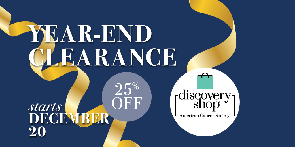 The additional glory of scoring 25% savings on unique, gently-used &amp; new Discovery Shop gifts is that your purchases this giving season and every day help advance the <a href="/AmericanCancer/">American Cancer Society</a> mission! Find your nearest shop: cancer.org/discovery
