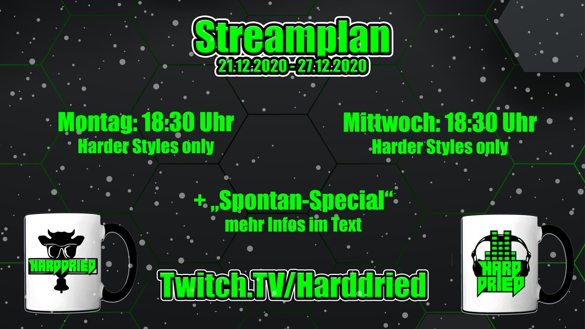 Harddried's tweet image. Sonntag-Abend = Streamplan-Zeit 🙃

Da diese Woche Weihnachten ansteht, können wir noch nicht genau sagen, wann der dritte Stream stattfindet.

Der dritte Stream wird auf jeden Fall &quot;speziell&quot; 😅

#comloben #twitchstreamer #twitchdj #twitch #hardstyle   #kuhglocke #matzediekatze