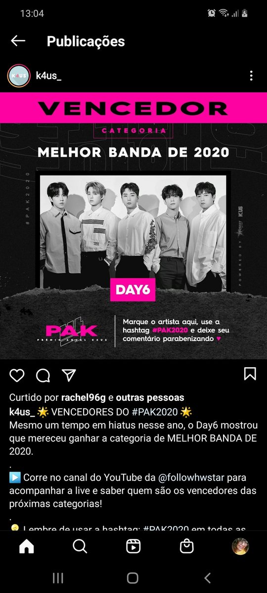 PortalDAY6BR's tweet photo. O DAY6 ganhou na categoria "Melhor Banda de 2020" e na categoria "Star K4usando" (categoria onde somente as equipes organizadoras do prêmio votaram) do #PAK2020  da @K4US_ e @followhwstar 🎉🎊 https://t.co/S9VlG5s2fv