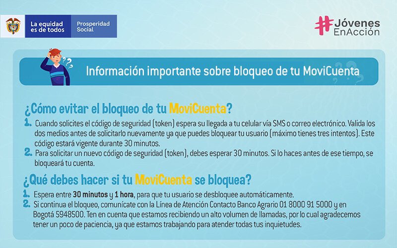 RentaJoven's tweet photo. ¿Tienes bloqueada tu MoviCuenta del Banco Agrario? Ten en cuenta esta información para que puedas reestablecerla: https://t.co/CPhI246Qi4