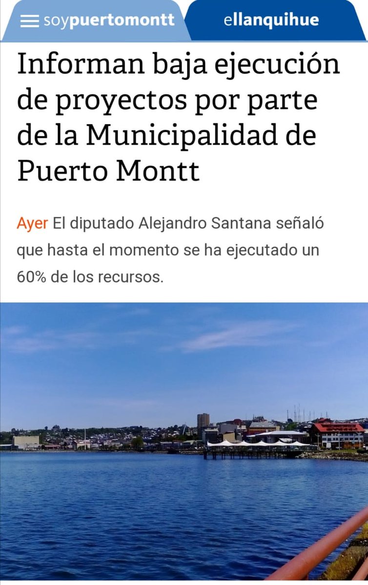 📌Siguen las malas noticias respecto a la eficiencia en la gestión. Pese al millonario recorte sobre la base en la cual se calcula el porcentaje ejecutado, sigue siendo deficiente.

"Baja ejecución de proyectos por parte de la Municipalidad de Puerto Montt" vía <a href="/soypuertomontt/">soypuertomontt.cl</a>