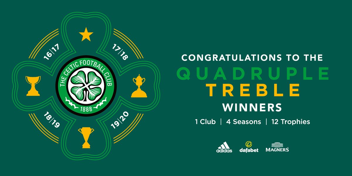 A world first. The #QuadrupleTreble winners, Celtic Football Club 🍀