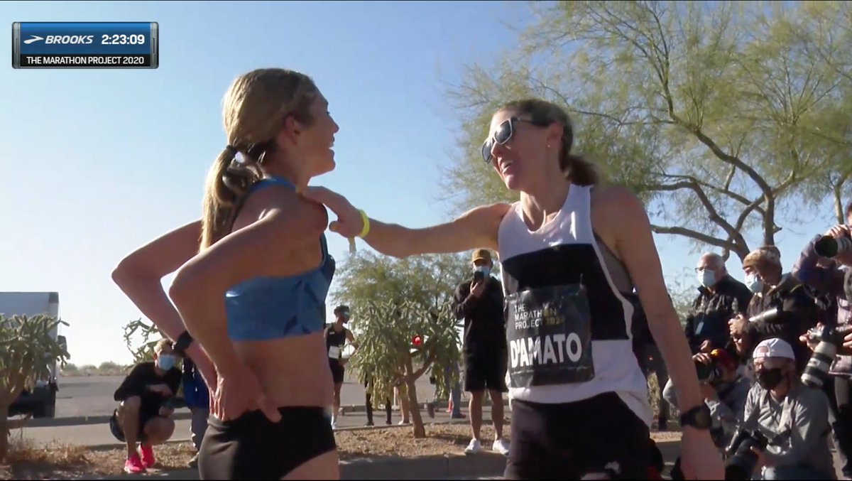 TrackTownUSA's tweet photo. A 12 MINUTE PR?! @KeiraDAmato finishes second in 2:23 unofficially and is now No. 7 on the American All Time List.
#TheMarathonProject https://t.co/SAhVEdEAfn