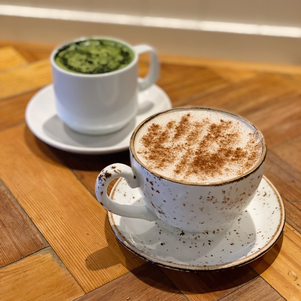 It's time to warm up this weekend with our spiced chai latte and matcha spirulina latte 😍 Available with soy or almond milk at our East Vancouver location 🌱

Our hours: 
- East Vancouver: 11:30 am - 8 pm (takeout until 8:30 pm) 
- Granville Island: 10 am - 6 pm