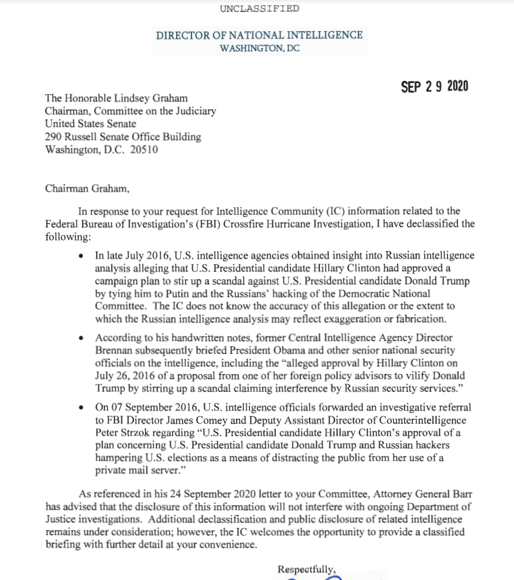 They had THAT evidence all along also, but did not let the public, and the goddamn MEDIA and the Democrats know they had it until they declassified it this past October.