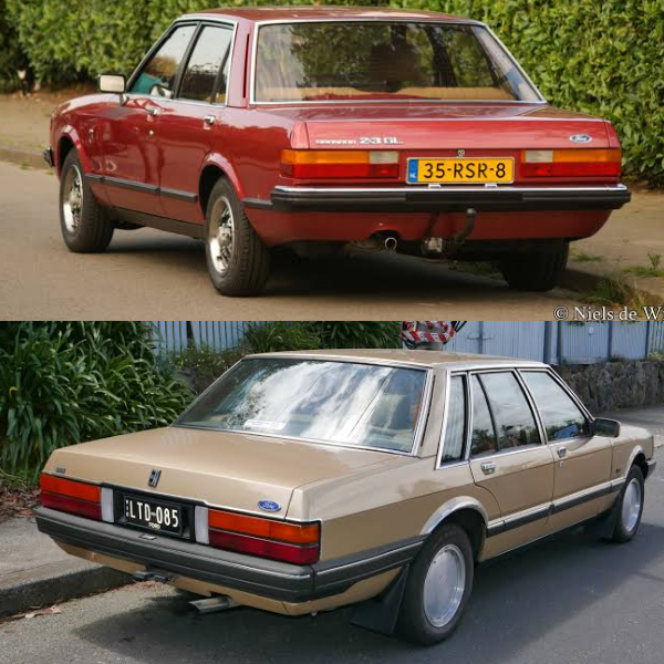 metrossegundo's tweet photo. Ford Granada Mk2 e Ford LTD FE. Dois sedãs dos segmentos D (Granada) e E (LTD). Essa filosofia de design surgiu com o Granada Mk2 em 1977, fez parte da família Falcon XD em 1979 e chegou ao Del Rey em 1981. Outro carro que adotou linhas similares foi o Taunus Mk2/Cortina mk5. https://t.co/JsQz6Mlnal