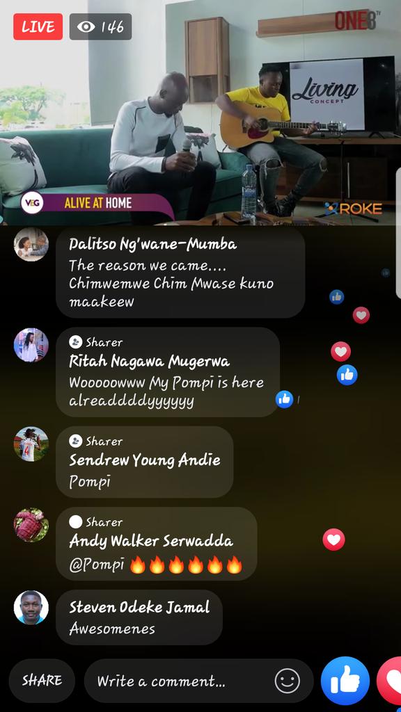 SendrewY's tweet photo. The Ugandan from Zambia @ThePompi performing live at the #AliveAtHome https://t.co/u2zaa9E0aF