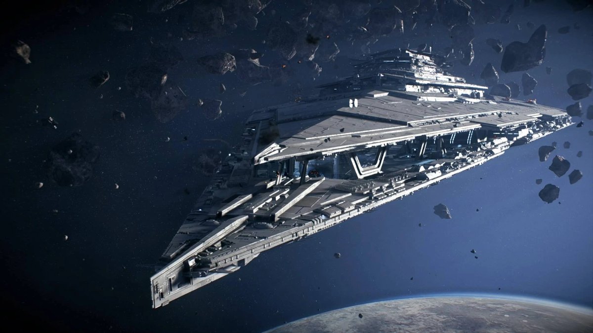 We get another vignette, this time featuring the Finalizer, Kylo's destroyer in TFA.Hidden shipyards managed by greedy corporations produced a new generation of star destroyers for the First Order, the Resurgent-class, as well as even larger dreadnaughts.