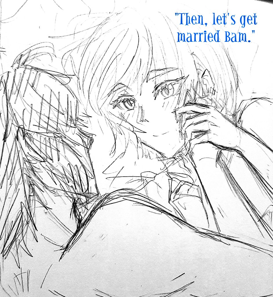 Quick sketch for the ending of Let's Get Married by @MiyakoMei3 
Congratulations on finishing the sequel of watch this space ? this is truly beautiful gosh ?
As usual, I can't give you anything but plain drawing, I hope you like it ?
.
#tog #bamkhun #khunbam #fanart #ao3 