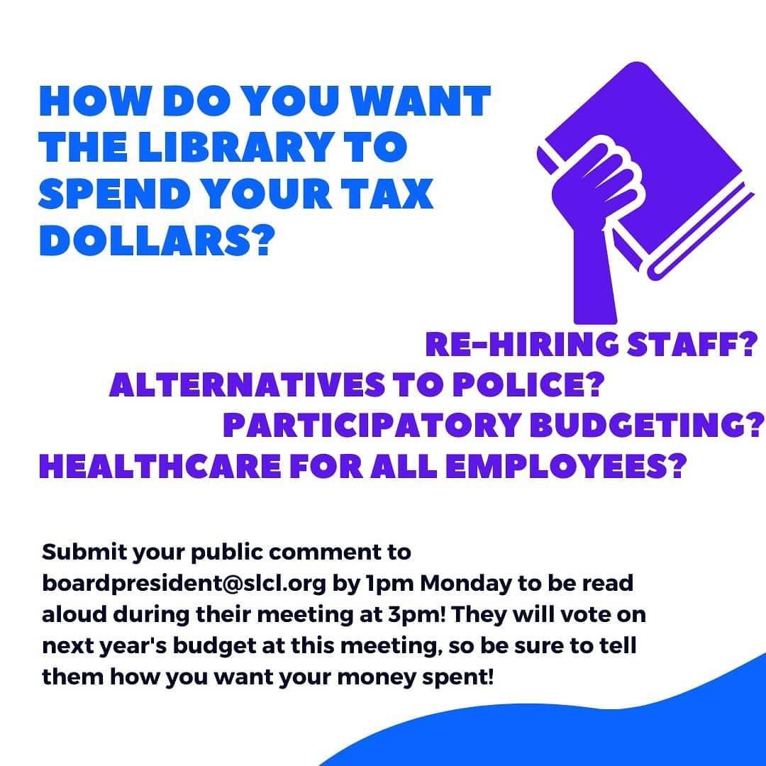 Lib4AllSTL's tweet image. Tomorrow the Board of @SLCL will vote on the 2021 budget. What do you want to see in next year's budget? Submit your public comment by 1pm tomorrow!
#NoCopsNoCOVID 
#LibrariesForBlackLives 
#LibrariesForAllSTL