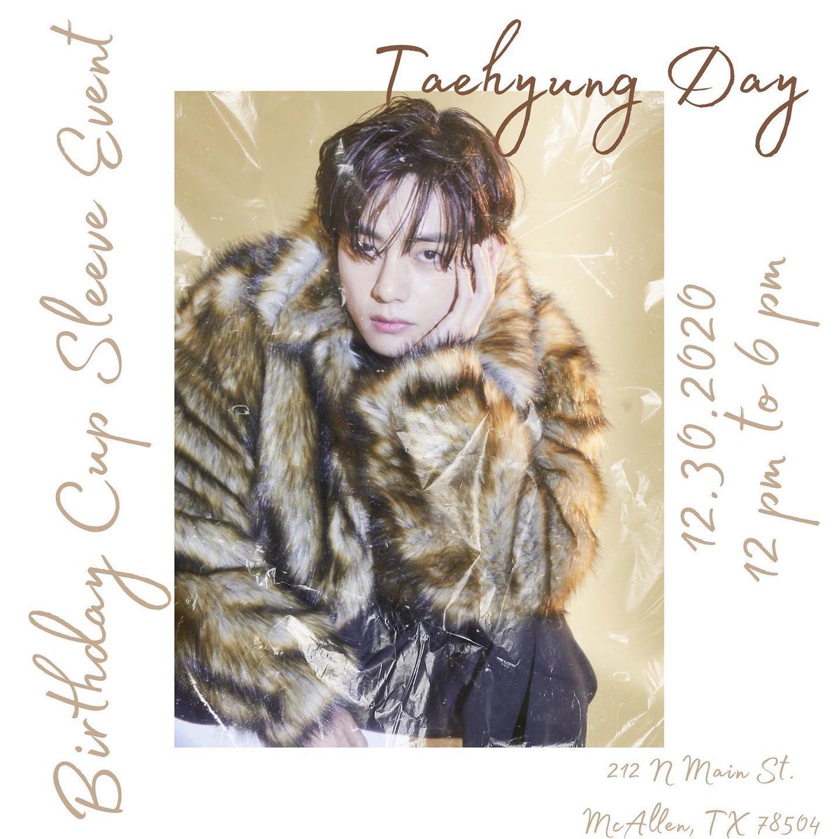 RGVKpopShop's tweet photo. ☕️ Join us for our first cup sleeve event! ☕️ More details to be released soon! 
#rgvkpopshop #taehyungday #taehyung #shopsmall #shoplocal #cupsleeveevent https://t.co/1w8MhChArD