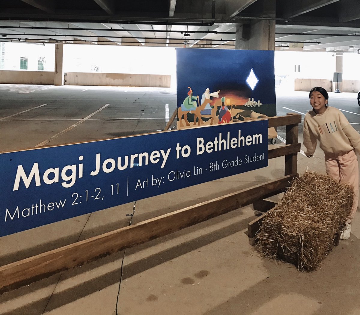 TomLinNow's tweet image. So proud of this girl. Her biggest art piece to date, being displayed in our church’s Drive Thru Nativity Experience. #Advent2020 #ProudDad