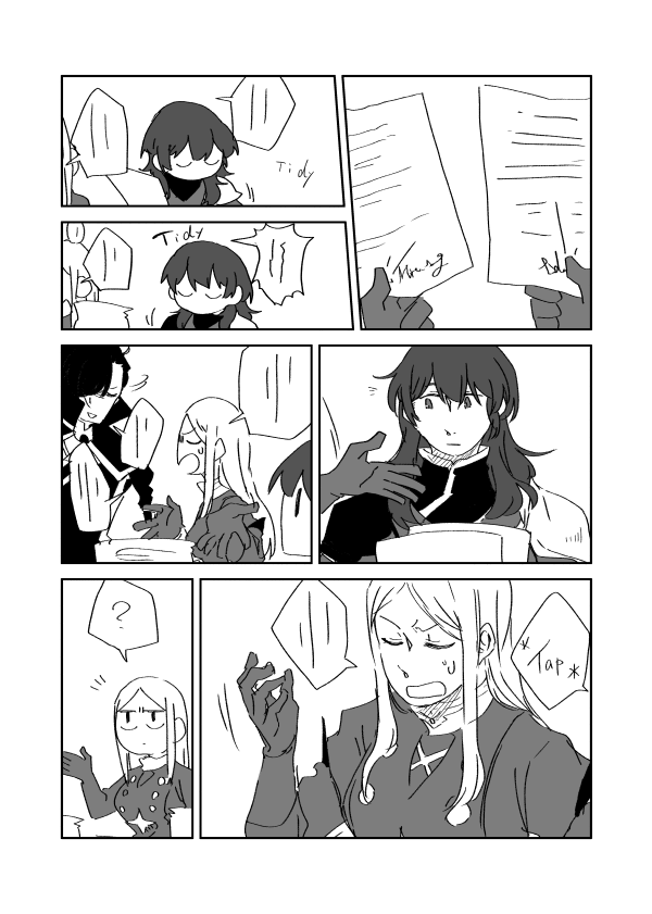 she put her chin on...      (read right→left

師はどうしてソドマスの服なんですか
→露出が控えめだからです 