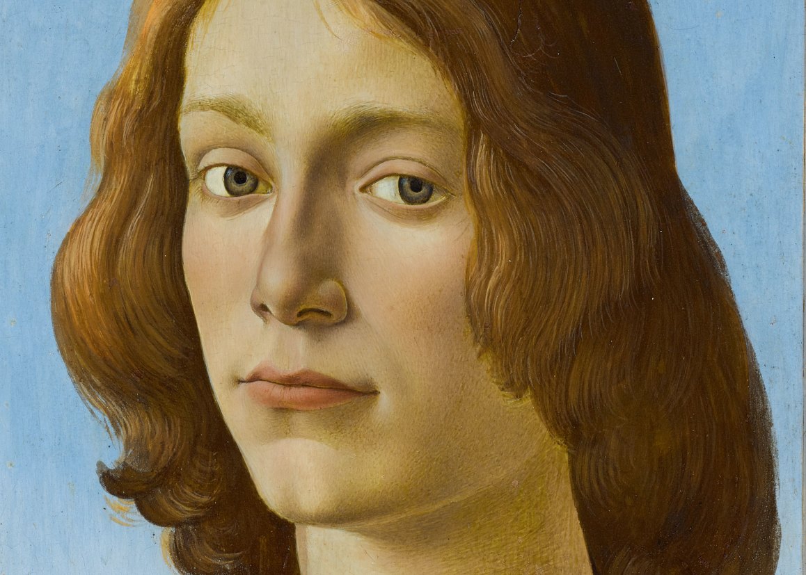 Although simple, the clothing of the Young Man displays his wealth. His long hair is cut in a fashionable  #Renaissance style; in typical  #Botticelli fashion, each strand is carefully delineated. Perhaps he is a member of  #Botticelli's most famous patrons: The  #Medici family. 4/