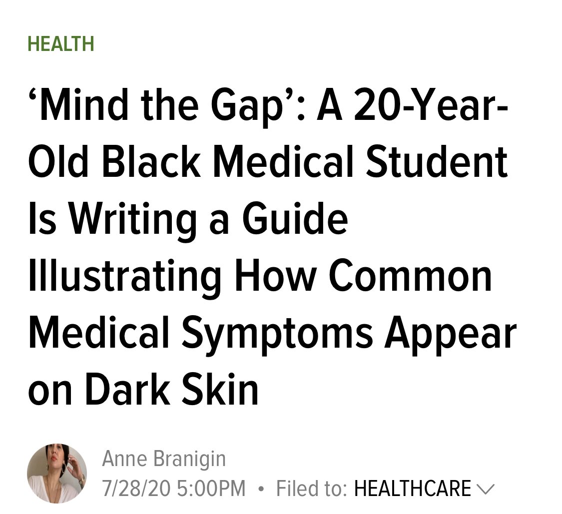 When stuff like this arises, Drs have resources that they can look at pictures and compare them with their patients’ symptoms.Except if the patient is BlackThere IS a resource to show these symptoms in Black patients.When was it created?In 2020 https://www.theroot.com/mind-the-gap-a-20-year-old-black-medical-student-is-1844534983