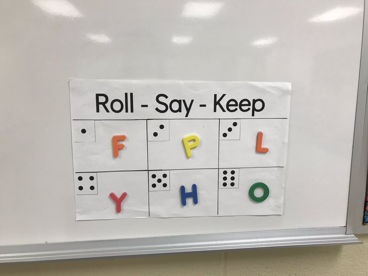 mrs_orchard's tweet image. Roll - Say - Keep is a fun way to practice the basics (UC/LC letters, sight words). I play this during synchronous learning time, but in a small group of usually 2-3 Ss who need extra practice. Ss take turns rolling. #distancelearning #fdk #synchronouslearning #smallgroup