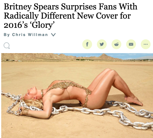 This began the 2020 re-release of Glory, which starts with them releasing a "radically different" new album cover from the original photoshoot with David LaChapelle where Britney is surrounded by chains in the desert.  #FreeBritney