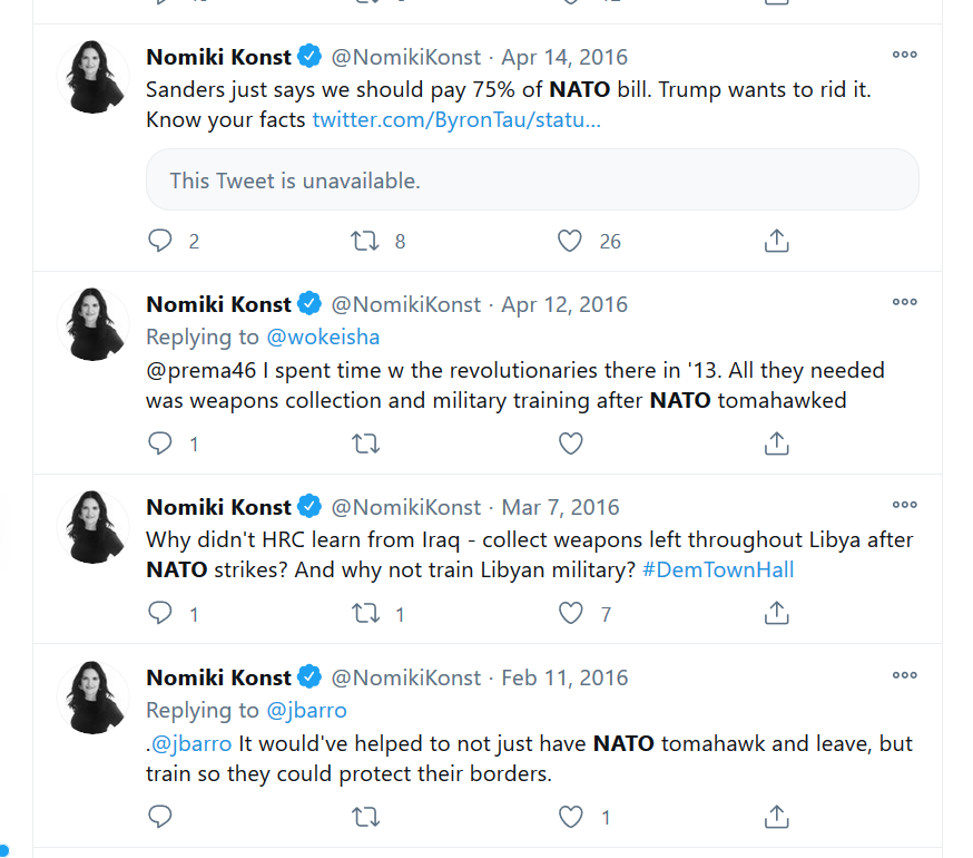 BenjaminNorton's tweet photo. These US "progressives" like @NomikiKonst are tools of imperialism

She backed pro-fascist NATO (which supported ex-Nazis in Op. Gladio) in its destruction of Libya (still has no central govt today)

She even went to Libya with the US govt-funded, CIA-linked regime-change arm NDI https://t.co/Tw1f1H61Hv