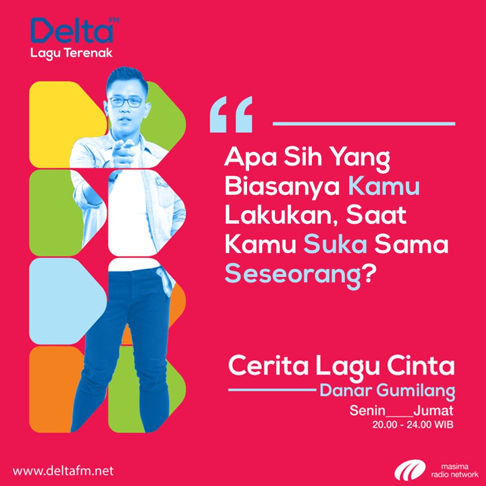 Delta_FM's tweet photo. Kalau kamu suka sama si dia, biasanya apa sih yang kamu lakukan?
.
Ceritain dong ke @danargumilang di #DanarCLC malam ini.
Tlp. 021-72800858
.
.
.
Streaming : https://t.co/jHqLEg3WEI https://t.co/wGYWI3P7ee