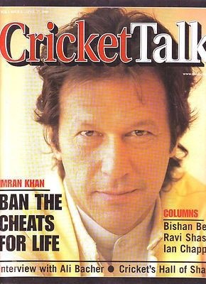 Caption. "Imran who has never been brought to his knees by his opponents.."