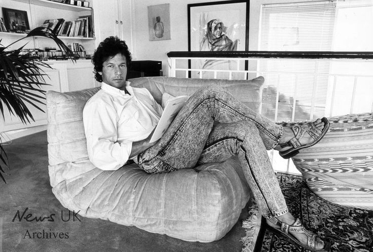 Caption. "Imran who has never been brought to his knees by his opponents.."