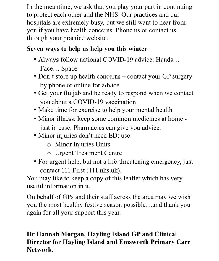 DrHannahMorgan's tweet image. As we rollout our Community Vaccination programme, in Tier 4, during Christmas week please do read and share this message for our Havant Borough and Portsmouth South Eastern Hampshire Communities. Let’s protect our NHS- together