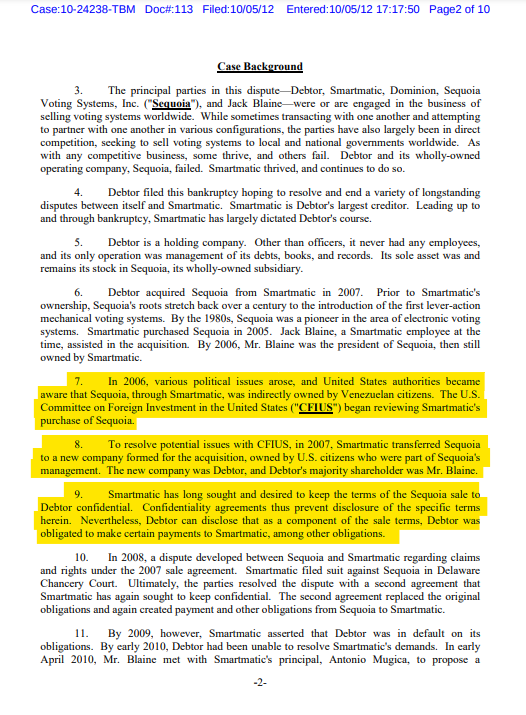 1928. rt.  @tracybeanz 2012, SVS Holdings (owned Sequoia) was in the midst of bankruptcy proceedings. They owed Smartmatic a large sum of money. Here they are in their own filing acknowledging Sequoia's ties to VZ (keep reading)  https://threadreaderapp.com/thread/1340744626035109894.html