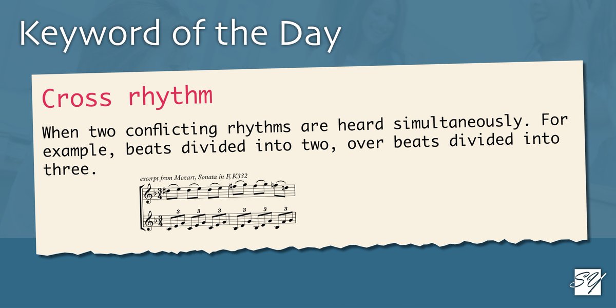 SeanYoung_Music's tweet photo. Today's #KeywordOfTheDay is: Cross rhythm! #GCSEMusic #ALevelMusic #Keywords #Revision https://t.co/G3pn51bJT2