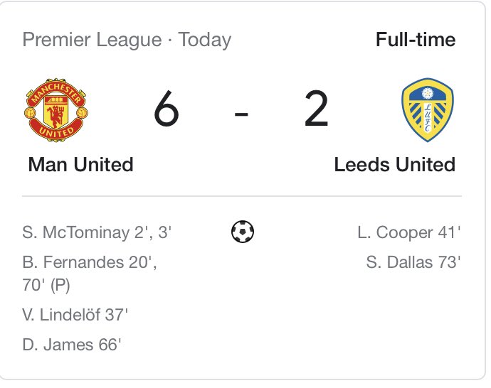 kizzabesigye1's tweet photo. The Red Devils also rampaged this evening, thrashing Leeds 6-2!! 

Man U begins to get noticed as they creep to 3rd place- 5 points off the top, with a game in hand. https://t.co/9eUSZIhZ7u