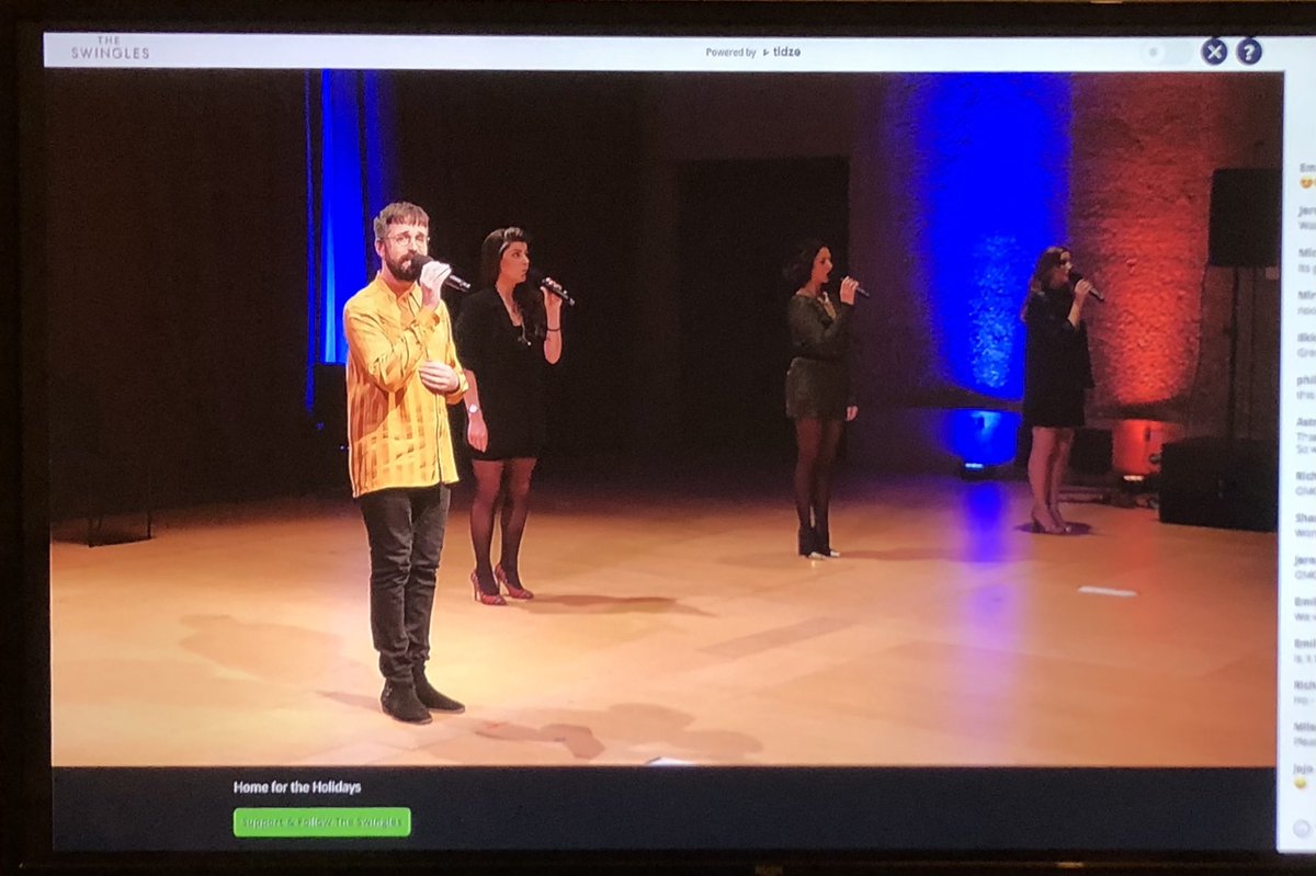 Nice to have @swinglesingers beamed live from @SnapeMaltings into the living room! Shame it wasn’t in person but maybe next year! #SwinglesAtHome #SwingleChristmas