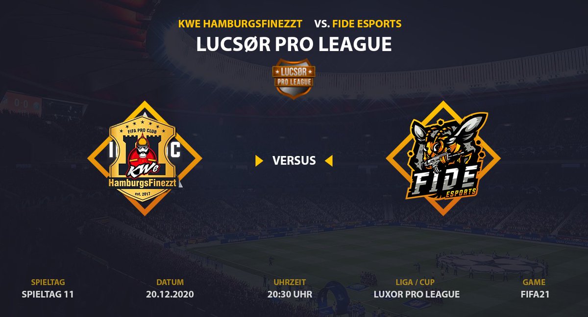 Unser FIFA Team muss um 20:30 in der <a href="/proleaguede/">ProLeague DE</a>  gegen KWe-HamburgsFinezzt ran.

#hfgl #befide